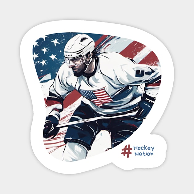 Glacial Greatness - Embracing the Spirit of American Ice Hockey! Magnet by arti_media