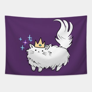 White Fluffy Cat Princess Tapestry