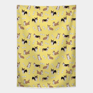 cute corgi pattern - yellow Tapestry