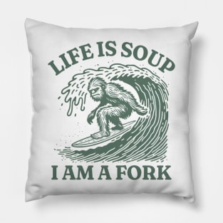 Life Is Soup I Am Fork Graphic T Shirt, Unisex Funny Retro Shirt, Funny Meme Shirt , Vintage Style Relaxed Cotton Shirt, Oddly Specific Tee Pillow