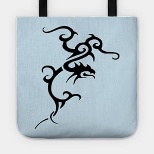 Minimalistic Japanese Tribal Style Dragon In Black Tote