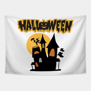 Halloween horrifying house Tapestry