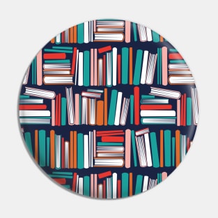 Colourful books // oxford navy blue bookshelf background orange neon red white and flesh coral books Pin