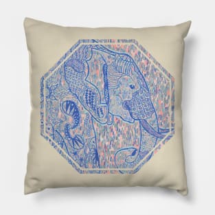 Zentangle Elephant In Pastel Pillow