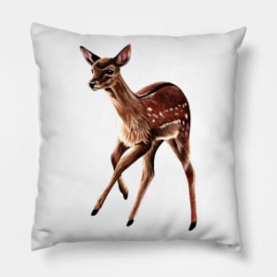 Baby fallow deer fawn ink and watercolour painting Pillow