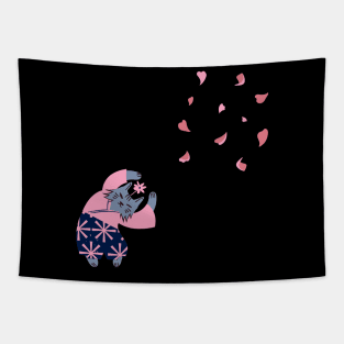 Japanese Cherry Blossom Cat! Tapestry