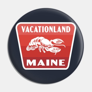 Vacationland Maine Retro Lobster Badge (Red) Pin