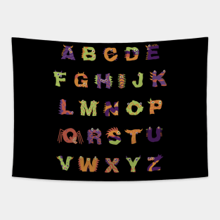 Alphabet Halloween Teacher Kids Cute Monster Alphabet ABC Tapestry