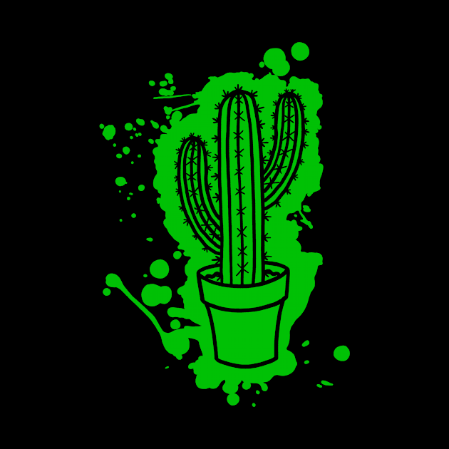 San Pedro Cactus - Splatter Cut Out Green by Arkoen-Arts