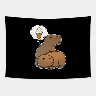 Capybara hungry for Vanilla Ice Cream Cone Tapestry