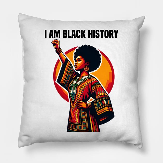 I Am Black History Month African American Pillow by Merchweaver