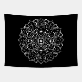 Tea Lovers Mandala - White Tapestry