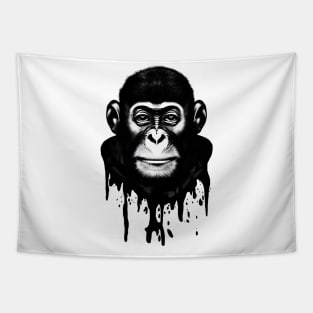 B&W chimp illustration, Printed Truth Gift Idea! Tapestry