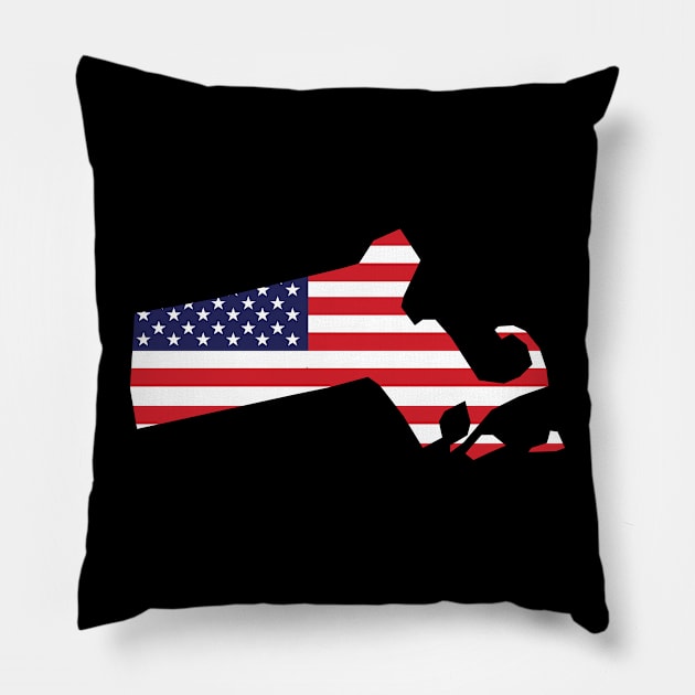 Massachusetts State Shape Flag Background Pillow by anonopinion