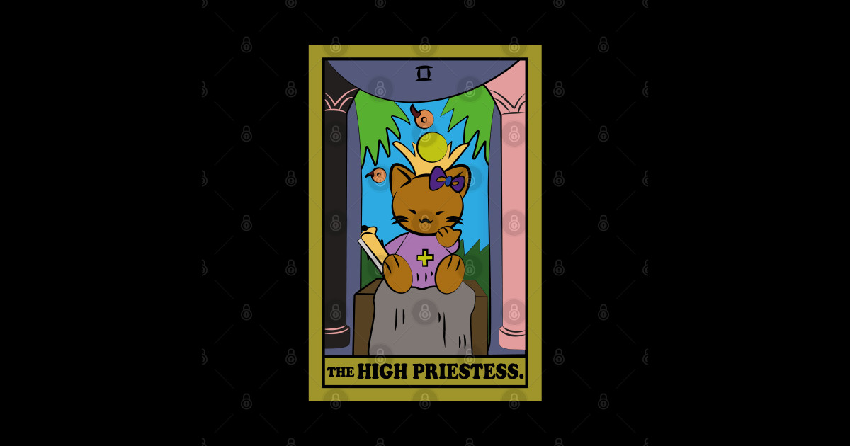 The High Priestess Tarot Card with a Cat Sticker