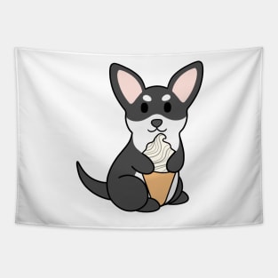 Black and White Chihuahua Ice Cream Tapestry