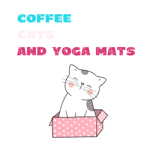 Coffee cats and yoga mats funny yoga and cat drawing T-Shirt