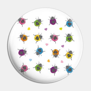 Colourful Lovebug with heart on back repeat pattern Pin