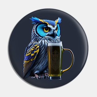 Owl with a beer mug Pin