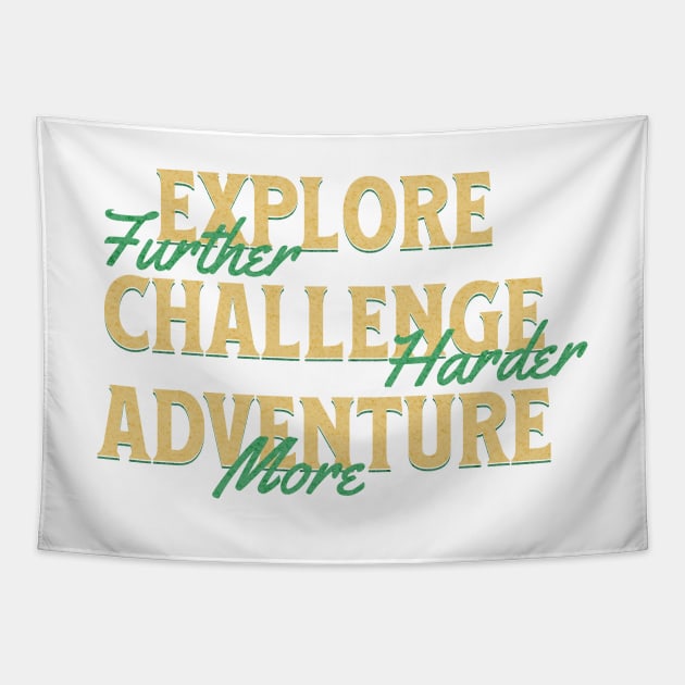 Explore Challenge Adventure Quote Motivational Inspirational Tapestry by Cubebox