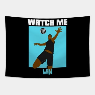 Watch Me Win Brown Skin Black Boy Joy Man Male Soccer Football Athlete Sports Afro Kwanzaa Gift Design Tapestry