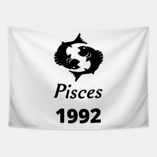 Black Zodiac Birthday Pisces 1992 Tapestry