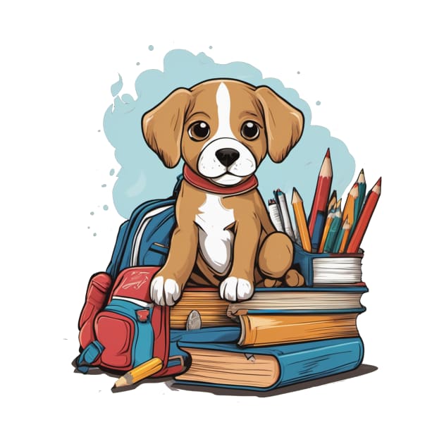 Back to school puppy cute dog first second grade pre-school design by Edgi