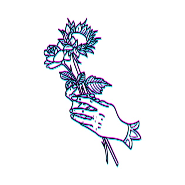 Trippy Hands Rose/Sunflower by HAPHEART.COM