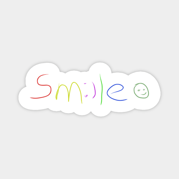 Smile, smiley handwrite positive colorful Magnet by VISUALIZED INSPIRATION