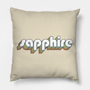 Sapphire - Retro Rainbow Typography Faded Style Pillow