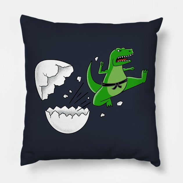 Dinosaur karate Pillow by coffeeman