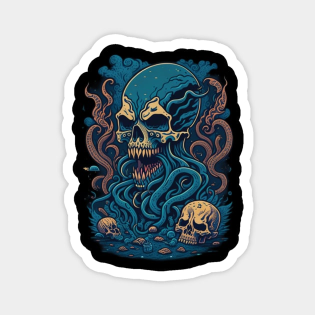 kraken with skull Magnet by lkn