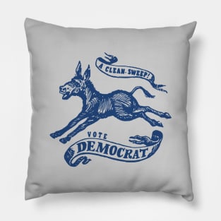 Retro Democrat Shirt A Clean Sweep! Vote Democrat 1968 Vintage Political Campaign Button Pillow