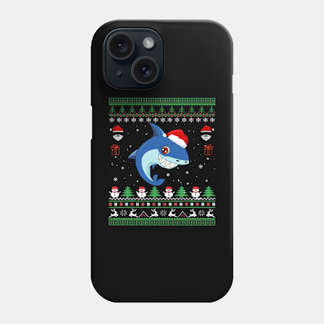 ugly christmas sweater Shark Phone Case by Bagshaw Gravity