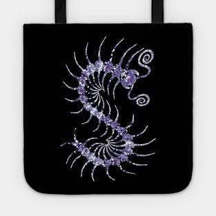 White on Purple Ornate Centipede Tote