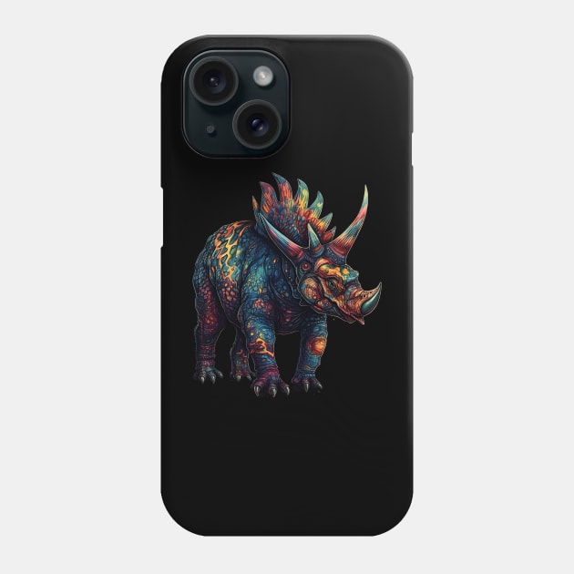 Colorful Horned Dino Phone Case by DavisDesigns79