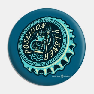 Vintage Poseidon Pilsner Bottlecap Distressed Pin