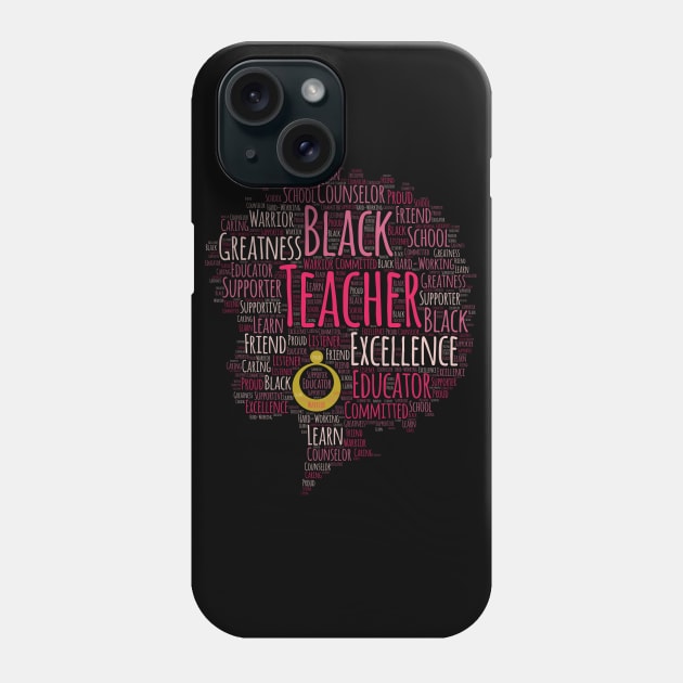 Black Teacher Words in Afro Phone Case by blackartmattersshop