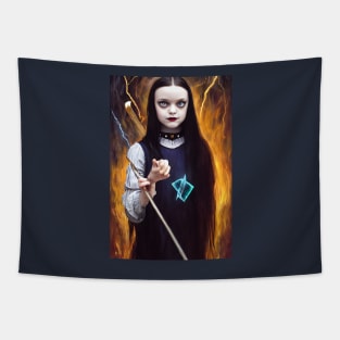 Painting Of Wednesday Addams Portrait Tapestry