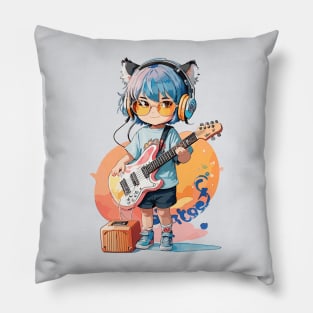 A little girl plays the guitar Pillow