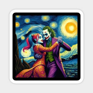 Joker and Harley Quinn in starry night Magnet