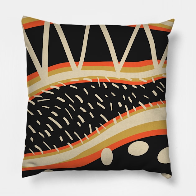 Abstract doodle dotted waves and zigzag pattern Pillow by Elemesca