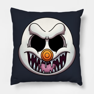Evil Snowman Face Pillow
