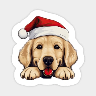 Christmas Peeking Golden Retriever Dog Magnet