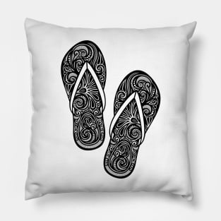 Decorative Pair of Flip-flops with Doodle Ornament Pillow