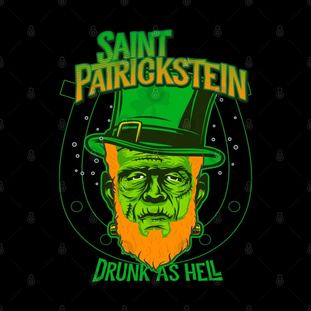 Saint Patrickstein drunk as hell Black by opippi