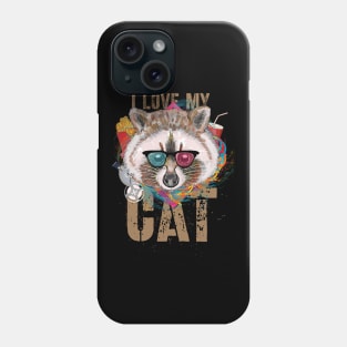 I love my cat - Racoon parody Phone Case