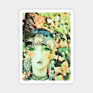 chintz floral art deco flapper Magnet