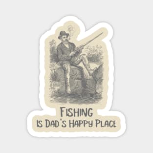 Fishing is Dad's Happy Place Fishing Dad Magnet