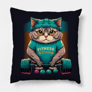 Fitness Star Cat Pillow